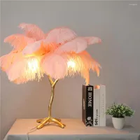 Floor Lamps Nordic Ostrich Feather Lamp Resin Modern Table Lights Interior Lighting Home Decor Living Room Stand Light Bedside