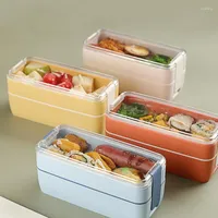Dinnerware Sets 800ml Lunch Box Bento For School Kids Office Worker 2 Layers Microwae Heating Container Storage