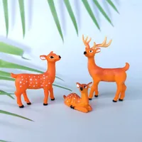 Decorative Figurines Sika Deer Family Simulation Animal Model Pvc Craft Bonsai Figurine Miniature Fairy Garden Decoration Accessories Home