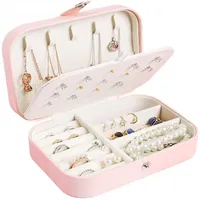Proteable Pu Leather Jewelry Box Halsband Ringörhängen Lagringsarrangör Holder Cosmetics Beauty Accessories Display Fall för Wome2502