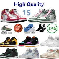 2022 Jumpman 1 basketskor 1 1S Running Shoes Men's Women's Low-Top Sneakers Sports Trainers Georgetown Red Cashew Flower Black and White Panda