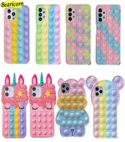 For Samsung Galaxy S21 S20 FE S10 S9 Plus Note 9 10 20 Ultra 5G Pop Bubble Fidget Toys Case Rainbow Beans Cartoon Unicorn Cover3617694