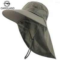 Berets CAMOLAND Summer UPF 50 Sun Hat Women Men Waterproof Bucket Hats With Neck Flap Outdoor Large Wide Brime Fishing