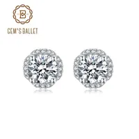 GEM&#039;S BALLET 925 Sterling Silver Moissanite Jewelry 5 0mm 1 0Ct D Color Moissanite Diamond Stud Earrings For Women Wedding2661