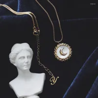 Pendant Necklaces 2022 Necklace White Shell Moon Crescent Irregular Medium And Long Chain Titanium Steel Plated Color Waterproof