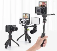 Tripods Mini Masaüstü Uzatma Tripod Taşınabilir Selfie Stick 1/4''''''Sswrew Çift Ayakkabı Montaj Braketi Aynasız Kamera Vlog Çekim