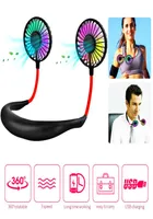 Portable USB Rechargeable Neckband Lazy Hanging Dual Cooling Mini sport 360 degree rotating neck fan for Office Outdoor Travel1527890