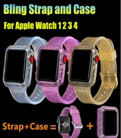 1 Set Glitter Strap с Bling Watch Case для Apple Watch Series 1 2 3 4 мягкий силиконовый браслет для IWATCH 38 мм 44 мм7816026