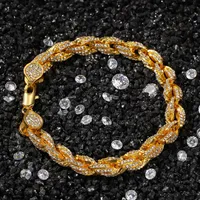 Fashion Mens Gold Bracelets High Quality Iced Out Chain Bracelet Hip Hop Jewelry243o