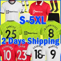 4xl 5xl Casemiro piłka nożna 22/23 Sancho Player #7 fanów Wersja Rashford Shaw Pogba Martial B. Fernandes Mans Lingard Football Shirt 2022 2023 Men Kid Kit