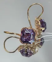 Dangle Earrings Amethyst Vintage Purple Zircon For Women Antique Gold Color Drop Earring Female Party Jewelry Gift