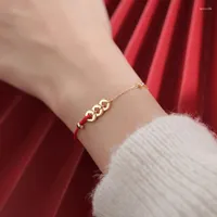 Strand Golden Coin Red Rope Luxury Bracelet For Women Girls Trendy Fashion Festive Jewelry Bijouterie