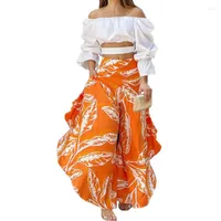 Women's Two Piece Pants 2022 Summer One-shoulder Top Loose Wide-leg Trousers Two-piece Set Female Fashion Outfits Suit