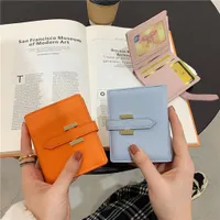 Designer simple purse female short small change Korean folding H thin pocket money clip multi card position