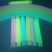 Keepsakes Decompression Toy DIY Luminous Pop Tubes escent Color Stretched Plastic Corrugated Telescopic Vent Long Squishy 2649 E3