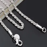 16-24inches NEW Arrive silver jewelry 925 Sterling Silver pretty cute fashion charm 3MM rope chain necklace jewelry259Z