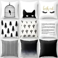 Pillow Case Black And White Decorative Cushion Cover Nordic Geometric Polyester Throw Covers Livingroom Sofa Couch Chairs