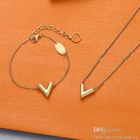 Fashion Necklace Designer Jewelry Women Luxury gift love 14k gold chain letter pendant Necklaces and bracelets with letters for te2156