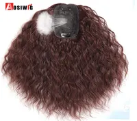 Aosi kvinnor klipp i hårförlängningar 2 klipp i topper naturligt hår lockigt svart brunt syntetiskt hår med lugg falskt hårstycke 220215406821