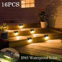 Garden Decorations Warm White LED Solar Lamp Path Stair Outdoor Lights Waterproof Power Balcony Light Decoration for Patio Fence 221208