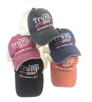 Donald Trump 2024 Baseball Cap Patchwork Washed Outdoor Keep America First Hat Outdoor Sports Assorized Trump Mesh Hats Cyz30703627400