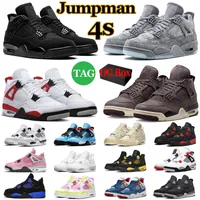 With BOX Jumpman 4 Mens Basketball Shoes Military Black Cat 4s Retro Red Thunder Cement Canvas A Ma Maniere Sail Men Womens Trainers Sports Sneakers Outdoor