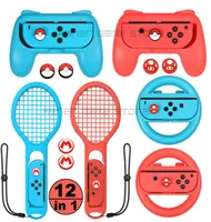 En 1 Nintendoswitch Accessories 2 Direction Wheel Tennis Racket Many agarre 6 Cubierta para Nitendo Switch Joy Controller Juego Cont9411849