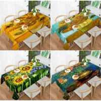 Table Cloth Sunflower Oil Painting Print Tablecloth Wedding Decoration Art Aesthetic Restaurant Cover Coffee Runner