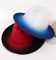 Gradient Felt Fedora Hat for Women Men Fedoras Bulk Formal Top Hats Woman Man Wide Brim Jazz Panama Cap Female Male Fashion Party 6971832