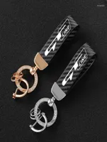 Nyckelringar Kolfiberl￤derbil Nyckelring med Diamond Custom Emblem Luxury Key Ring f￶r Kia GT Line Elantra Sportage Stinger SO1584068