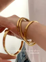 Bangle CZ Stone Star Stripe Stripe Gold Gold Banles dla kobiet ze stali nierdzewnej rura mankietowa wodoodporna biżuteria Lato