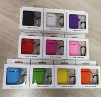 2 in 1 For Apple Airpods Cases Silicone Soft Ultra Thin Protector Airpod Cover Earpod Case Antidrop With Hook Retail Box DHL9795517