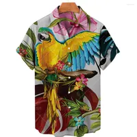 Men's Casual Shirts Unisex Summer Shirt For Men Clothing Short Sleeves 3d Animal Colored V- Neck Single Breasted Loose Trend Oversized Tops