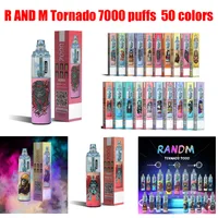 2022 Randm Tornado 7000 Puffs E papierosy 14 ml 1000 mAh type-C Charge Punkt ładowania wstępnie wypełnione urządzenie do jednorazowego użytku Vape Autoryzowane