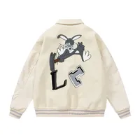 Men Embroidery Jackets Unisex Oversized Hip Hop Varsity Baseball Jacket Leather Sleeve Loose Fit Letterman Coat Outerwear