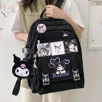 Plüschpuppenstil Kawaii Sanrioed Anime Kuromi meine Melodie Cinnamoroll Süßes Cartoon große Kapazität Rucksack School Tasche 221208