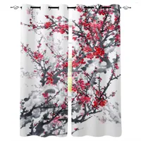 Curtain Ink Plum Blossom Fine Art Winter Red Living Room Hanging Curtains Balcony Kitchen Study Modern Window Treatments