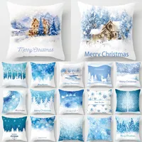 Pillow Case Christmas Pendant Gift Bedroom Cushion Cover Blue Snowflake Pillowcase Home Decor Ornaments