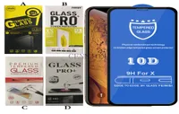 iPhone 12 Mini 54 Pro 61 Max 67 11 XR X XS 8 7 Plus 100PC 소매 8243768 용 10d Full Cover Tempered Glass Film Screen Protector