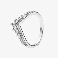 Princess Wish Ring Women Wedding Jewelry with Original box for Pandora 925 Sterling Silver CZ Diamond Rings set High quality238y