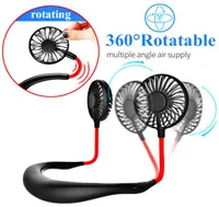 Hands Neck fans Portable USB Rechargeable Neckband Lazy Hanging Dual Cooling Mini sport 360 degree rotating Electronic fan fo6062405