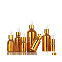 Botellas de embalaje Gold Sier Cubado de aceite esencial de vidrio por botellas Botella de pipeta de reactivo líquido 5 ml 10ml 15ml 20ml 30ml 50ml DHQT5