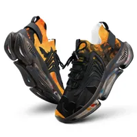 Men Women Sneakers Custom Elastic Running Shoes Pumpkin-988231 Black White DIY Pattern Add Your Design