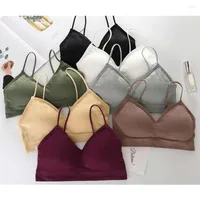 Camisoles & Tanks Cotton Threaded Full Cup Yoga Tops Beautiful Back Sleeping Bralette Tube Top Camisole Seamless Bra
