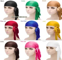Nowy przybył moda Men039s satynowe durarag bandana turban peruki mężczyzn Sily Durag Headwear Pałą Pirat Hat Hair Akcesoria 2578392