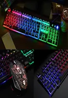 T6 Clavier lumineux et souris Set Ordinktop Computer Game Robotic Feel Keyboard Mouse Combos DHL 8866673