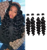 Loose Deep 4 Bundles Brazilian Human Hair Peruvian Indian Raw Virgin Double Wefts Natural Color 1030inch8637967
