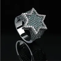Super Star Ring Green Cz Bling Ring Micro Pave Cubic Zirconia Simulated Diamonds Hip Hop Rings Maat#7-formaat#111783