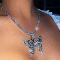 Luxury Big Butterfly Statement Necklace Rhinestone Necklaces For Women Tennis Chain Crystal Choker Wedding Jewelry Gift278A