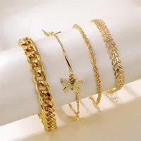 Anklets Fashion Multilayer Metal Butterfly Bracelet Set Statement Punk Female Geometric Chain Charm Trend Jewelry Gift329s